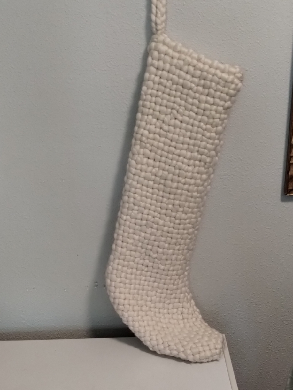 Crate&Barrel Cream Woven Holiday Stocking